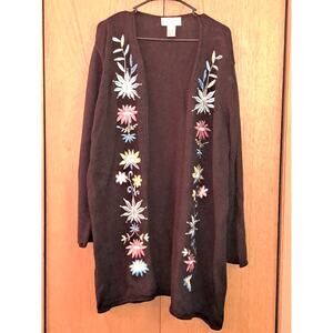 Women's Victor Costa Black Floral Sweater Size 1X